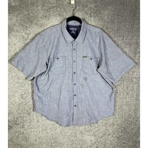 Orvis Woven Short Sleeve Tech Shirt Mens Size‎ XXL Blue Polyester Chest Pockets